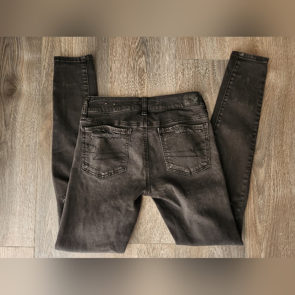 american eagle AE black/grey distressed jegging size 2 - Picture 4 of 7